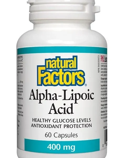 Natural Factors Alpha Lipoic Acid Алфа липоева киселина антиоксидантна защита при диабет 400 мг х 60 капсули